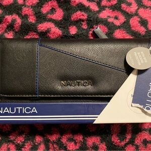 Nautica Black Wallet with Blue Accents
